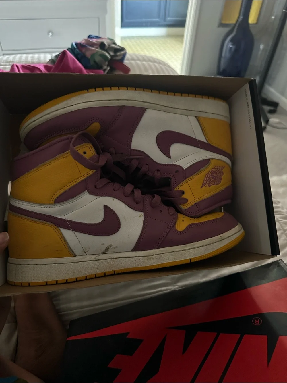 Jordan Women’s High-Top Sneakers - Purple/Yellow/White